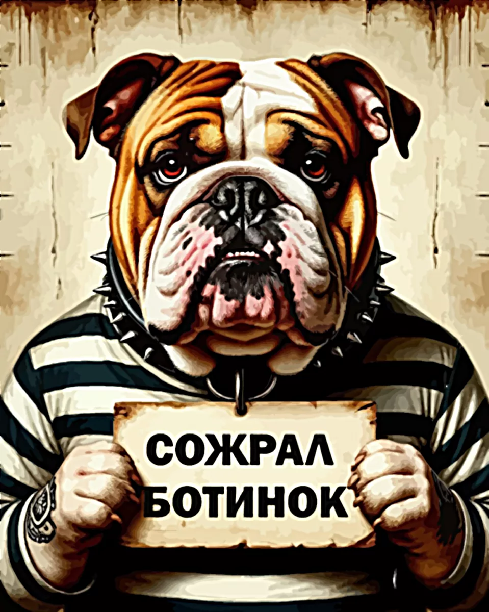 Алмазная мозаика "Сожрал ботинок" ТТ322