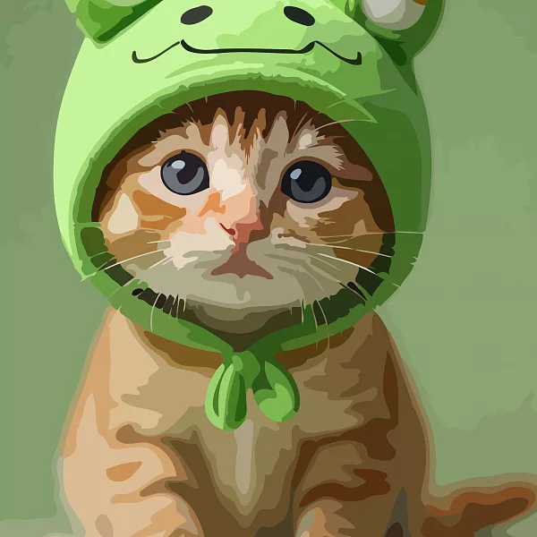 Картина по номерам "Котенок-лягушка" М0008